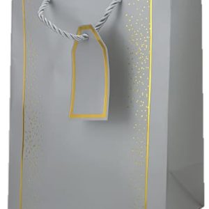 GIFTBAG WHITE/GOLD 23X18X10CM