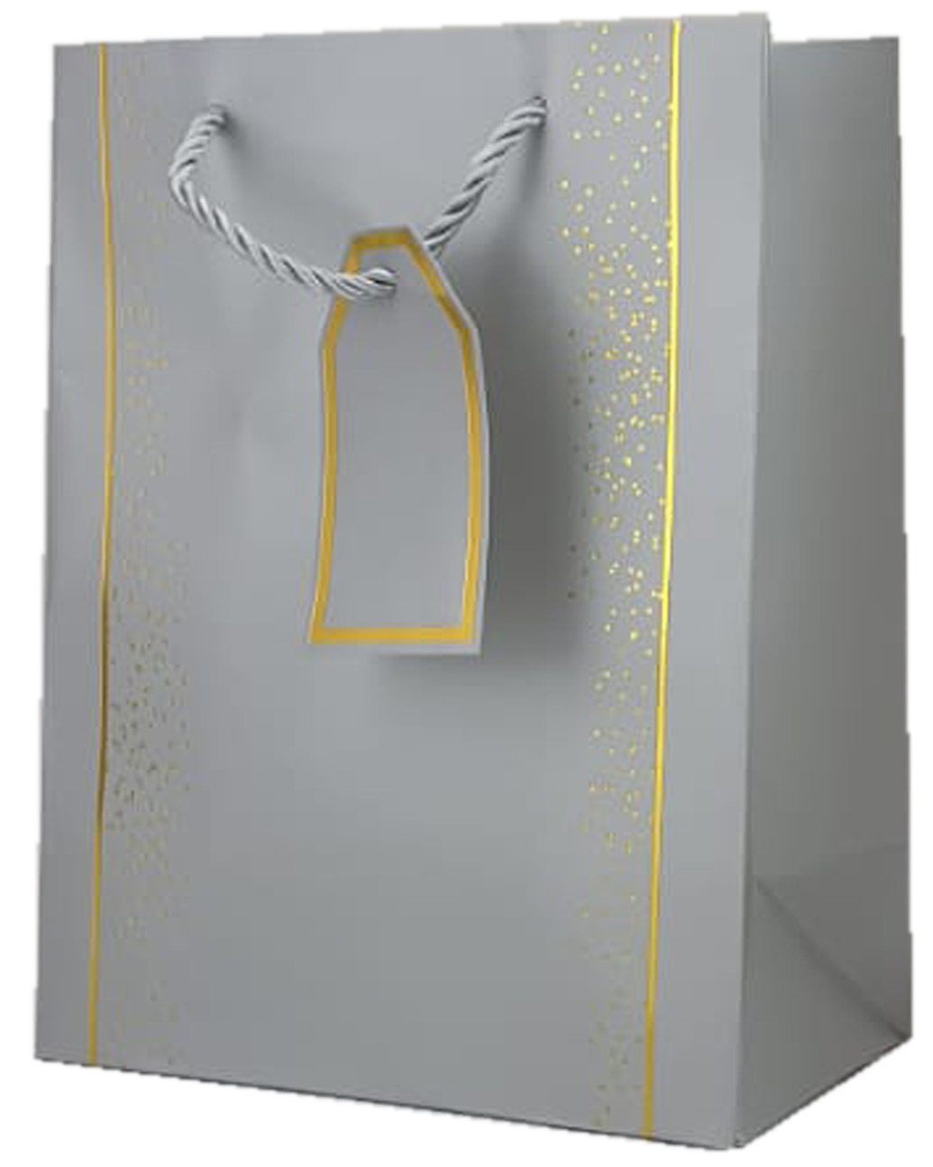 GIFTBAG WHITE/GOLD 23X18X10CM