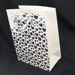 GIFTBAG WHITE W/SL HEARTS 32X26X12CM