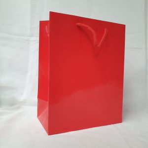 GIFTBAG RED GLOSS 23X18X10CM