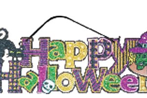 HALLOWEEN HAPPY HANGING DECO 42X14CM LRG