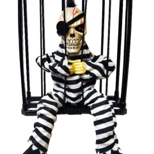 HALLOWEEN SKELETON IN CAGE 40X20X17CM