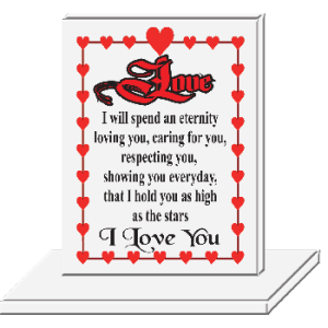 PLAQUE GLASS FROSTED   LOVE 7X11CM
