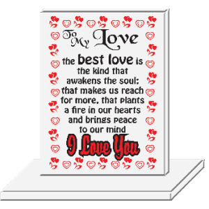 PLAQUE GLASS TO MY LOVE  7X11CM