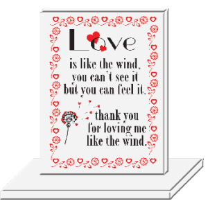 PLAQUE GLASS FROSTED LOVE 7X11CM
