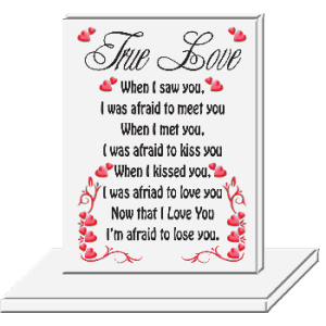 PLAQUE GLASS CLEAR TRUE LOVE 7X11CM