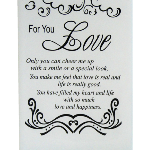 PLAQUE GLASS FOR YOU LOVE 7X11CM B 9X4CM