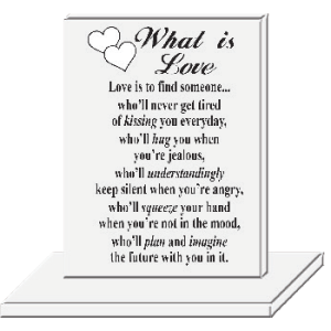 PLAQUE GLASS FROSTEDWHAT IS LOVE  8X11CM