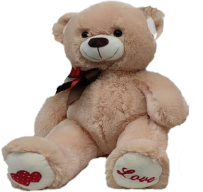 TEDDY BEIGE  W/RED & BROWN BOW 31.5"