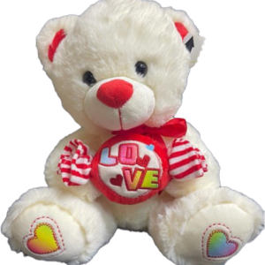 TEDDY BEIGE W/RED SWEET LOVE PILLOW 30CM