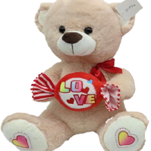 TEDDY BEIGE  W/RED SWEET PILLOW 52CM