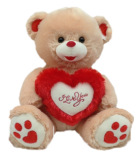 TEDDY BROWN W/RED LOVE HEART 80CM