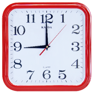 CLOCK SQUARE RED & WHITE 28.8X28CM
