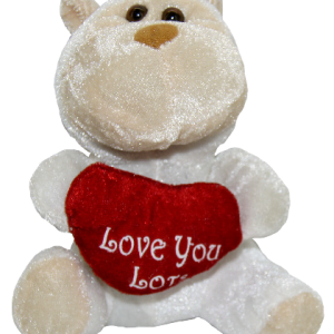 TEDDY WHITE MONKEY W/HEART 15CM