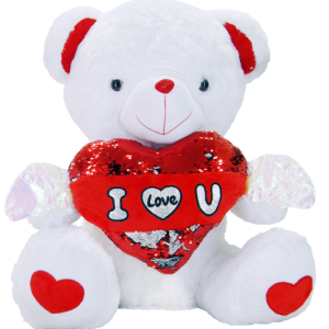 TEDDY W/HEART & SEQUENCE 80CM