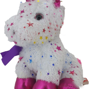 PLUSH UNICORN PURPLE W/MULTI COLOUR 21CM