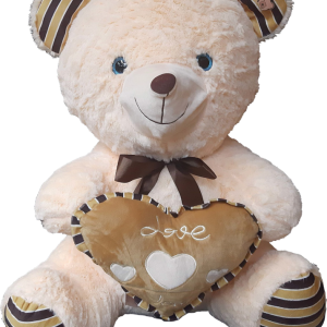 TEDDY  BEIGE W/BROWN HEART I LOVE YOU