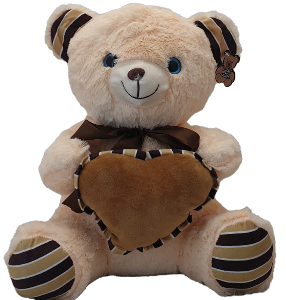TEDDY BEIGE WITH PLAIN BROWN HEART 16"