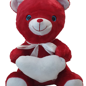 TEDDY RED WITH PLAIN WHITE HEART 16"
