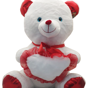 TEDDY WHITE WITH PLAIN WT/RD HEART 21"