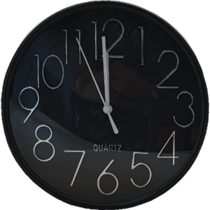CLOCK ROUND BLACK 20CM