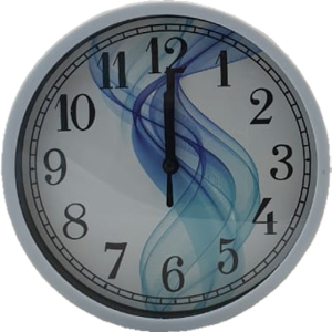CLOCK ROUND WHITE/BLUE 19CM