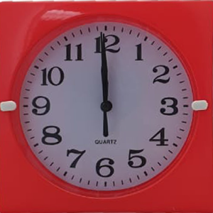 CLOCK SQUARE HEARTS RED/WHITE 16CMCM