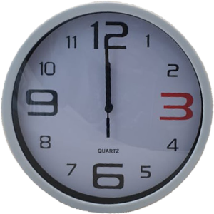 CLOCK ROUND WHITE/BLACK 24CM