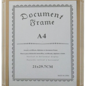FRAME GLASS A4 DOCUMENT GOLD 29.7X21CM