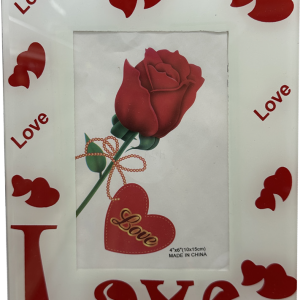 FRAME GLASS RD/WT ASST HEARTS 4X6" 10X15