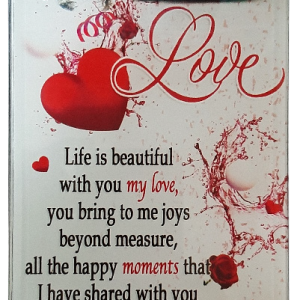 PLAQUE GLASS WITH ALL MY LOVE 17X10CM