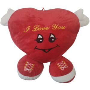 PILLOW HEART RED W/FEET 17X17CM