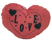 PILLOW HEART RED/BK WLOVE HEART 52CM