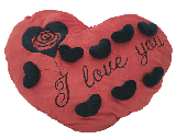 PILLOW HEART RED/BK W/LOVE HEART 52CM
