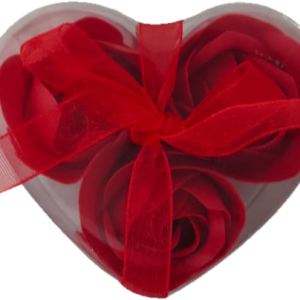 SOAP ROSE BUDS RED 3PCS IN HEART PVC