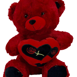 TEDDY RED W/FLOWER ON HEART 40CM