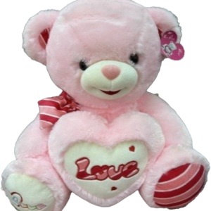 TEDDY PINK/WLOVE HEART 30CM