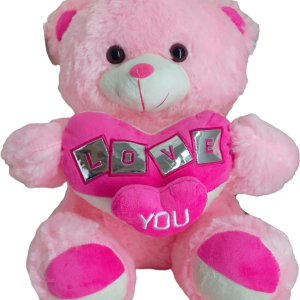 TEDDY BEAR PINK W/HEART 40CM