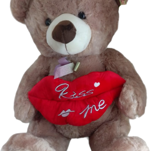 TEDDY BEAR L/BROWN W/KISS PILLOW 60CM
