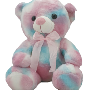 TEDDY MULTI COLOUR W/BOW  40CM