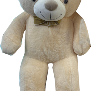 TEDDY STANDING BEIGE W/BVROWN BOW 1.3MT