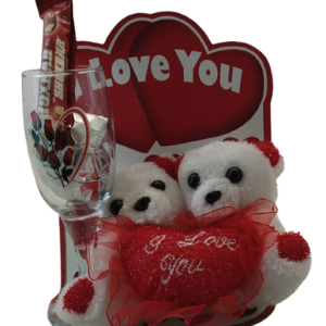 TWIN TEDDY WITH C/GLASS ON B/BOARD
