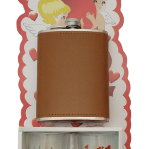 HIP FLASK ON 4OZ GLASSES ON D/BOARD