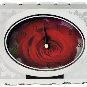 CLOCK OVAL H/FLOWER 15.5X12CM