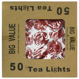CANDLES RED TEA LIGHT 50 PCS 5CM DIM