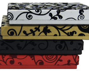 GIFTBOX BLACK SWIRL 14.5X14.5X2.5CM