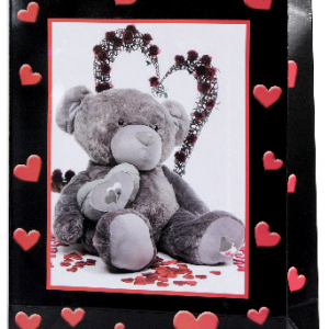 GIFTBAG BK/WT W/TEDDY 45X31X14CM