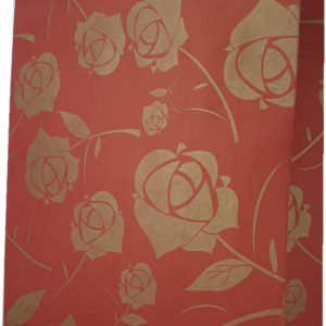 GIFTBAG RED W/GOLD FLOWER 39X31.5X10CM