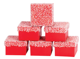 GIFTBOX W/BEADS RED 6`S 7X7X5CM