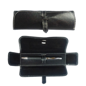 LEATHERETTE PEN & POUCH SET BLACK